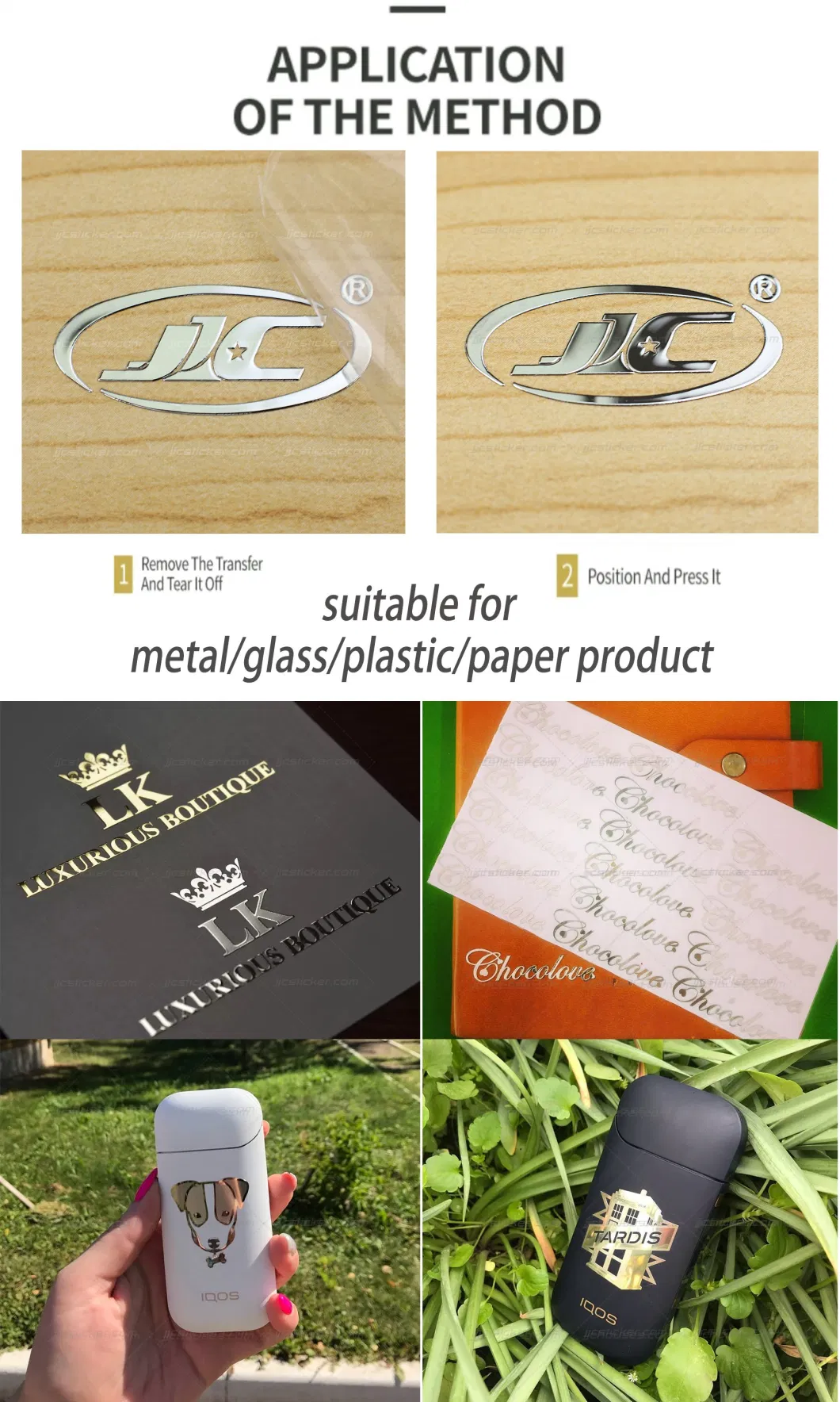 for Product Custom Printing Adhesive Label Nickel Logo Badge Transfer Metal Sticker