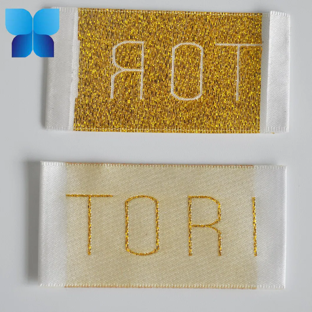 Professional Design Golden Thread Woven Neck Label for Garment