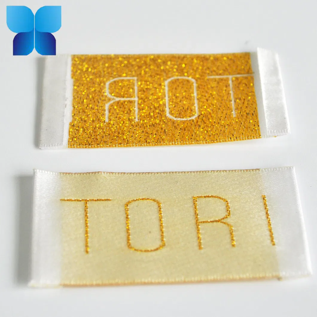 Professional Design Golden Thread Woven Neck Label for Garment