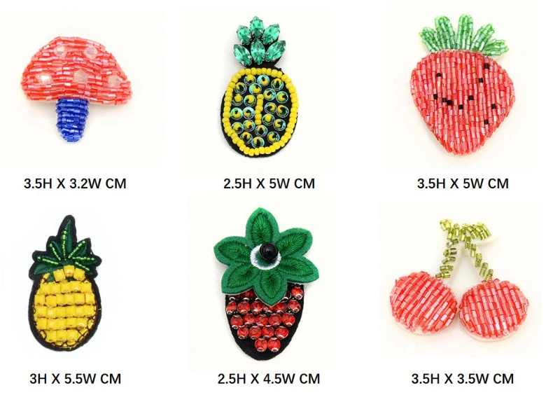 Hand Sew Crystal Fruit Sewn on Beaded Patches Badge
